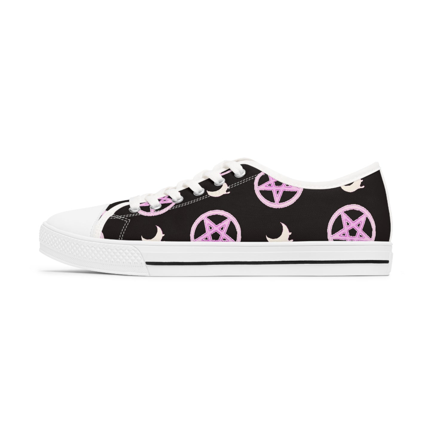 Pink Pentagram Goth Women's Low Top Sneakers