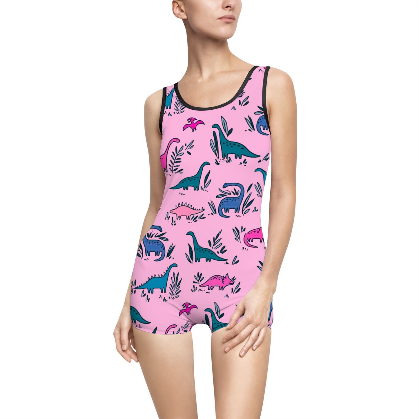 Pink Dinos Y2K Kawaii Style One Piece Swimsuit