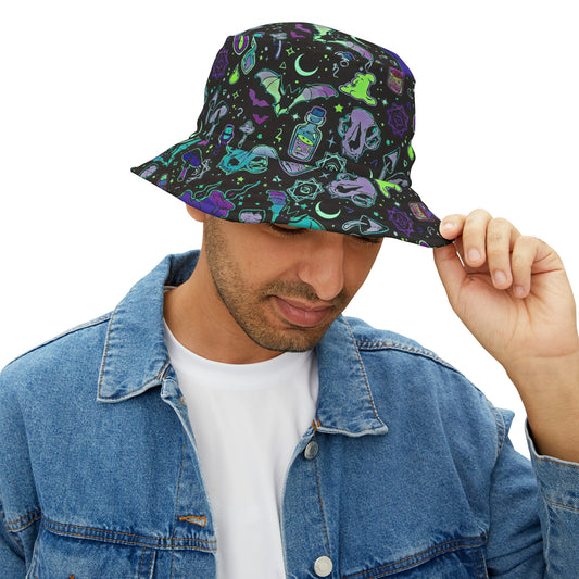 Retro Neon Art Y2K Goth Bucket Hat