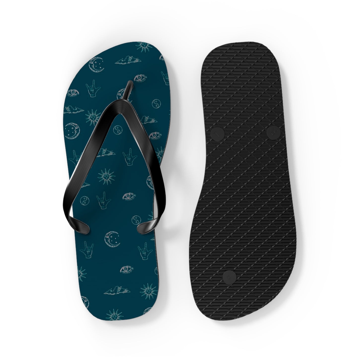 Celestial Theme Dark Blue Men's Flip Flops