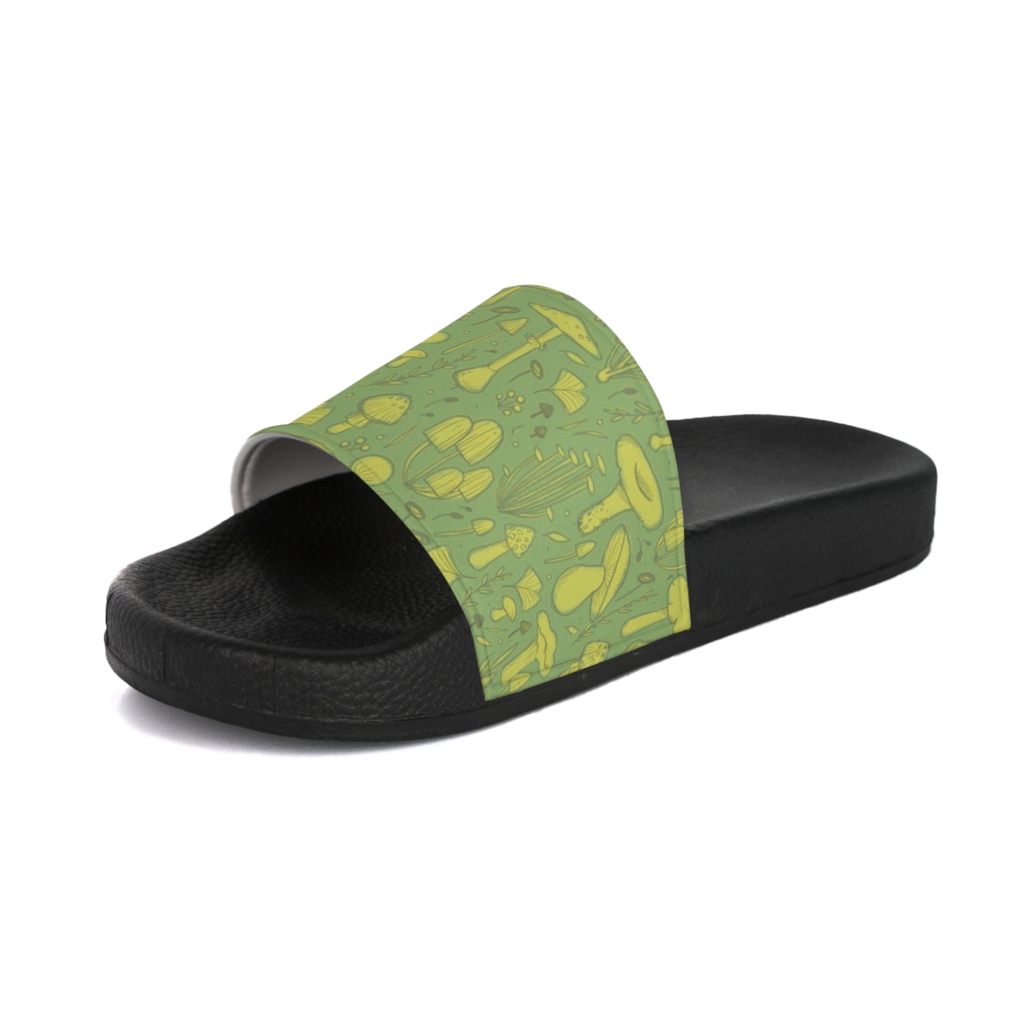 Women's Green Neon Shrooms Retro Slide Sandals