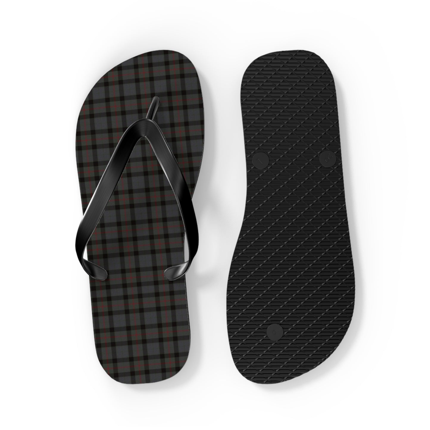 Gray Plaid Checkered Men's Flip Flops