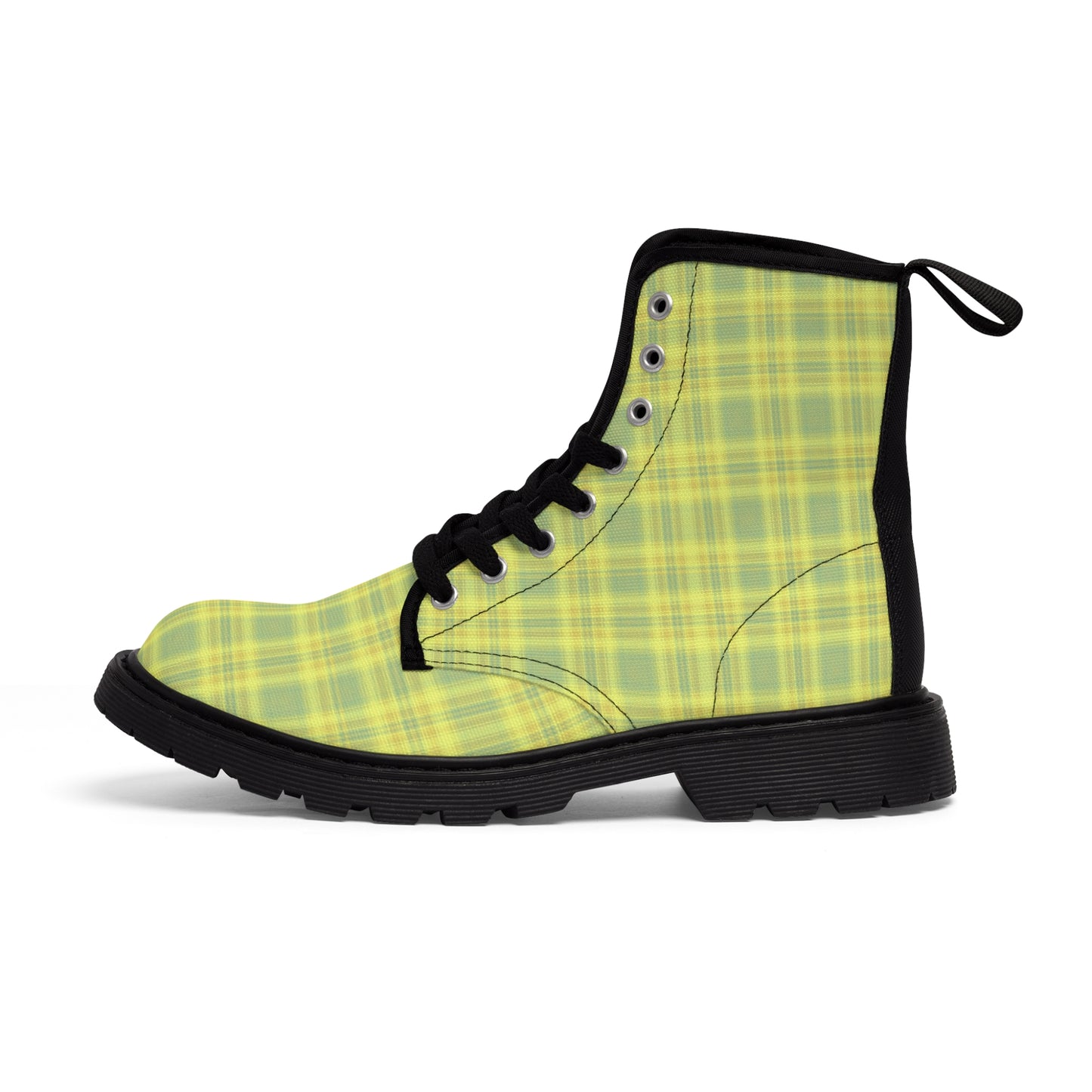 Women's Neon Yellow Plaid Alt Boots