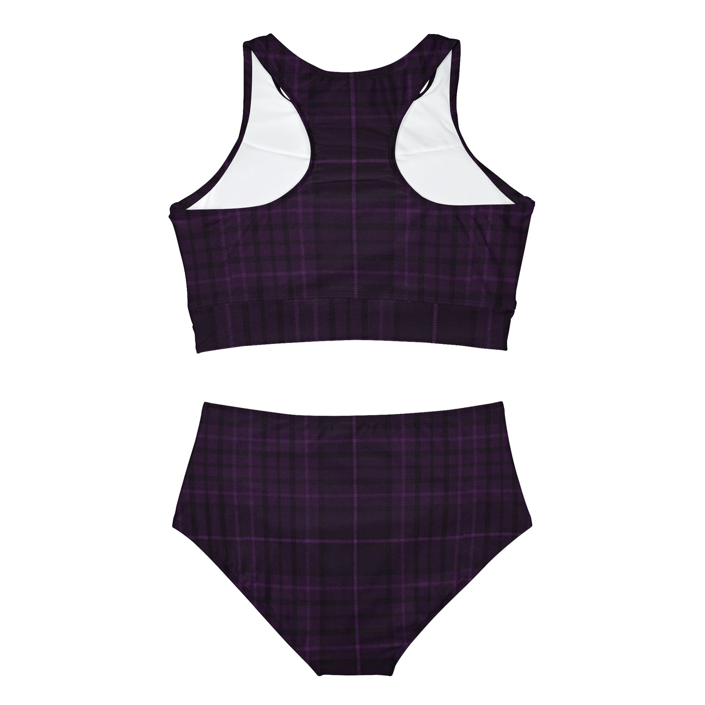 Sporty Bikini Set | Dark Purple Black Plaid