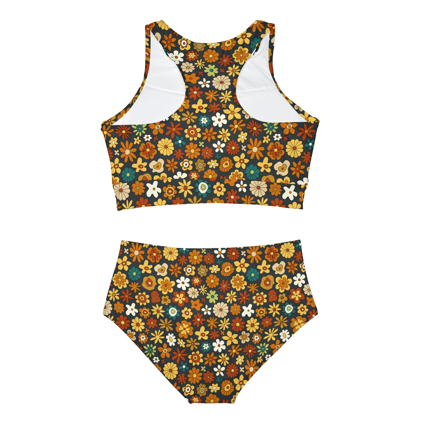 Trippy Hippie Floral Abstract Retro Sporty Bikini Set