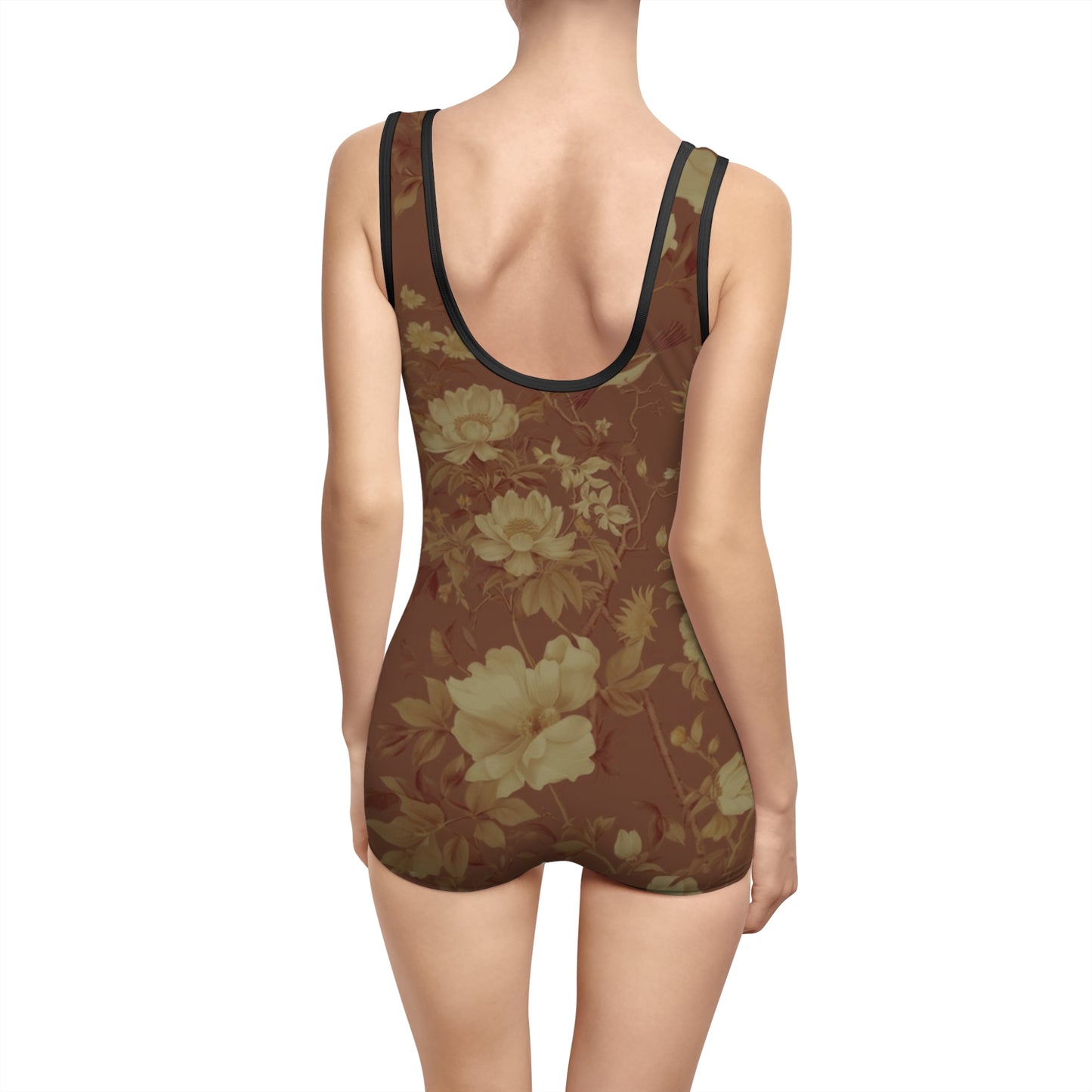 Chocolate Floral Vintage One Piece Swimsuit