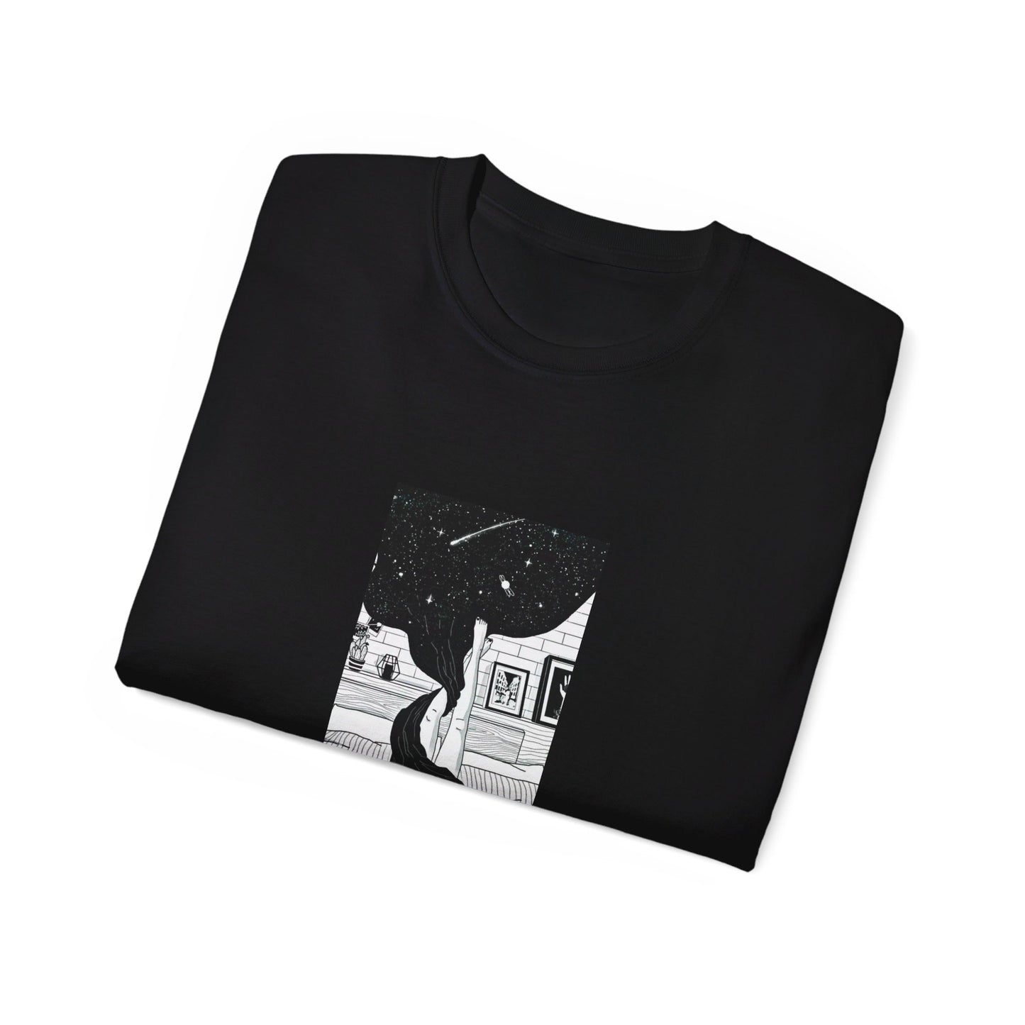 Celestial Room Black and White Art Unisex Ultra Cotton Black T-Shirt