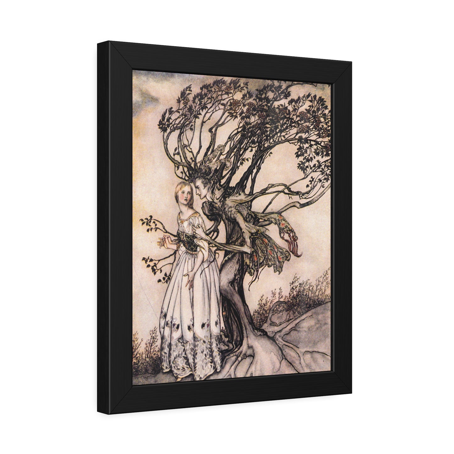 Vintage Fairytale Wall Art Framed Paper Poster | Arthur Rackham Little Brother and Little Sister 1917