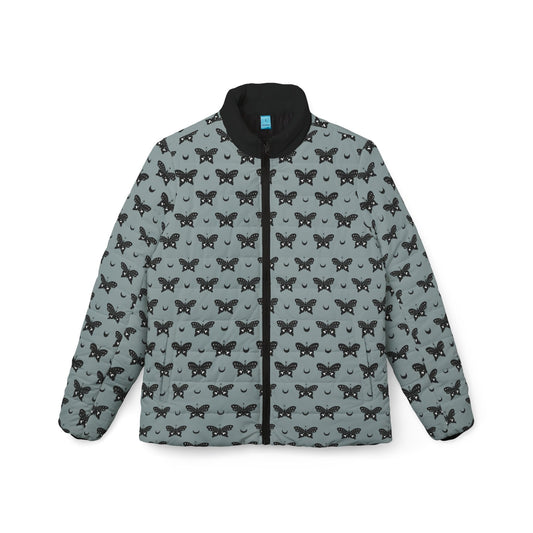 Sage Butterfly Themed Women’s Puffer Jacket