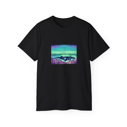 Bright Colored Art Whale Unisex Ultra Cotton Black T-Shirt