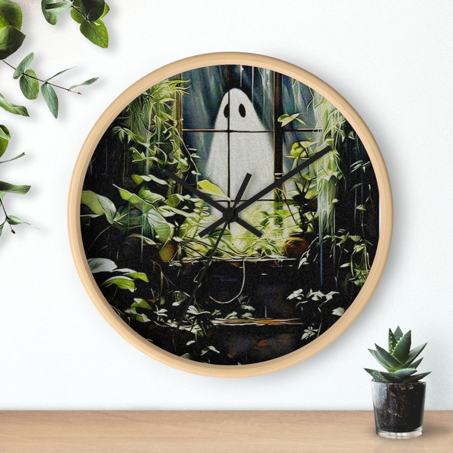 Plant Ghost Boho Wall Clock