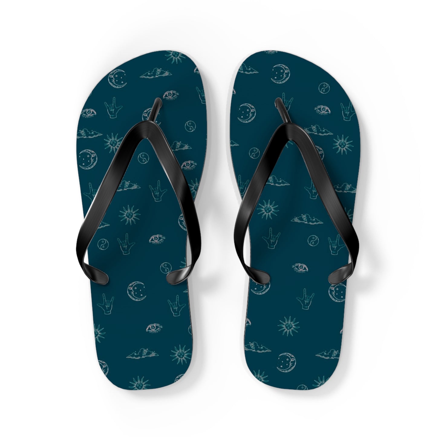 Celestial Theme Dark Blue Men's Flip Flops