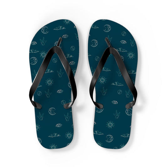 Celestial Theme Dark Blue Men's Flip Flops