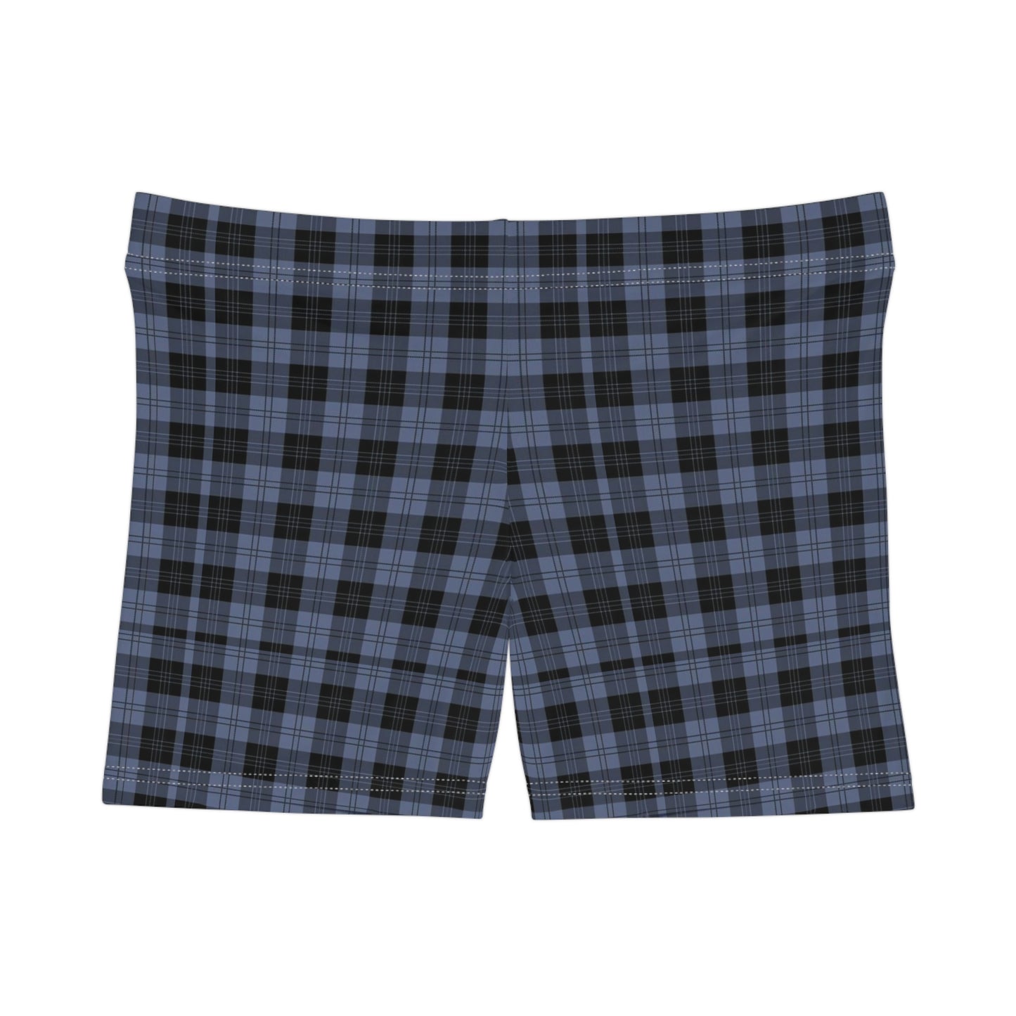 Women's Periwinkle Black Plaid Active Shorts