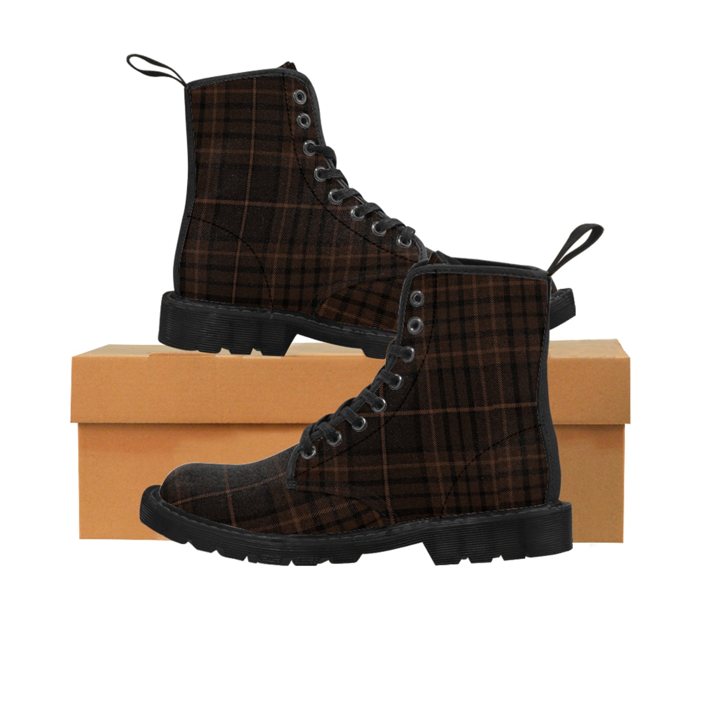 Women's Dark Brown Plaid Boots