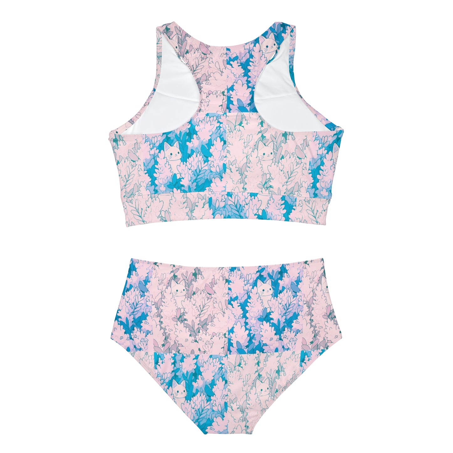 Pastel Kitty Kawaii Sporty Bikini Set