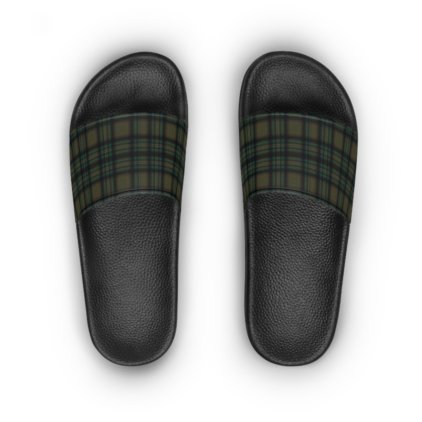 Women's Dark Green Plaid Punk Slide Sandals