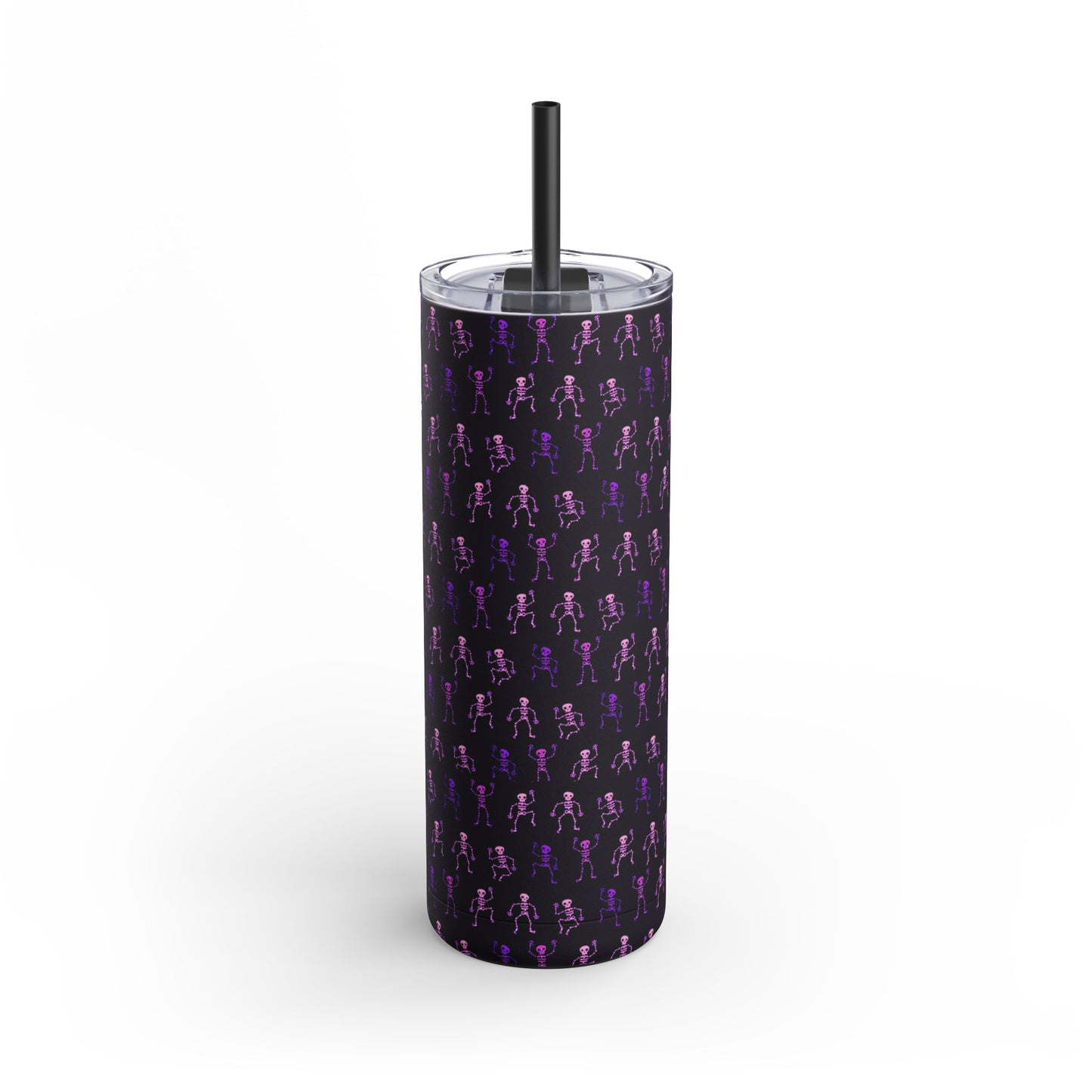 Skeleton Black Skinny Matte Tumbler, 20oz