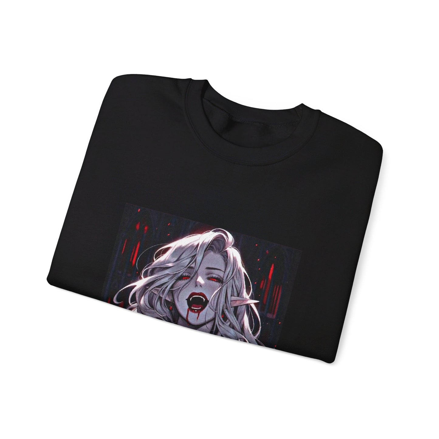 Vampire Gore Anime Art Unisex Heavy Blend™ Crewneck Sweatshirt Black