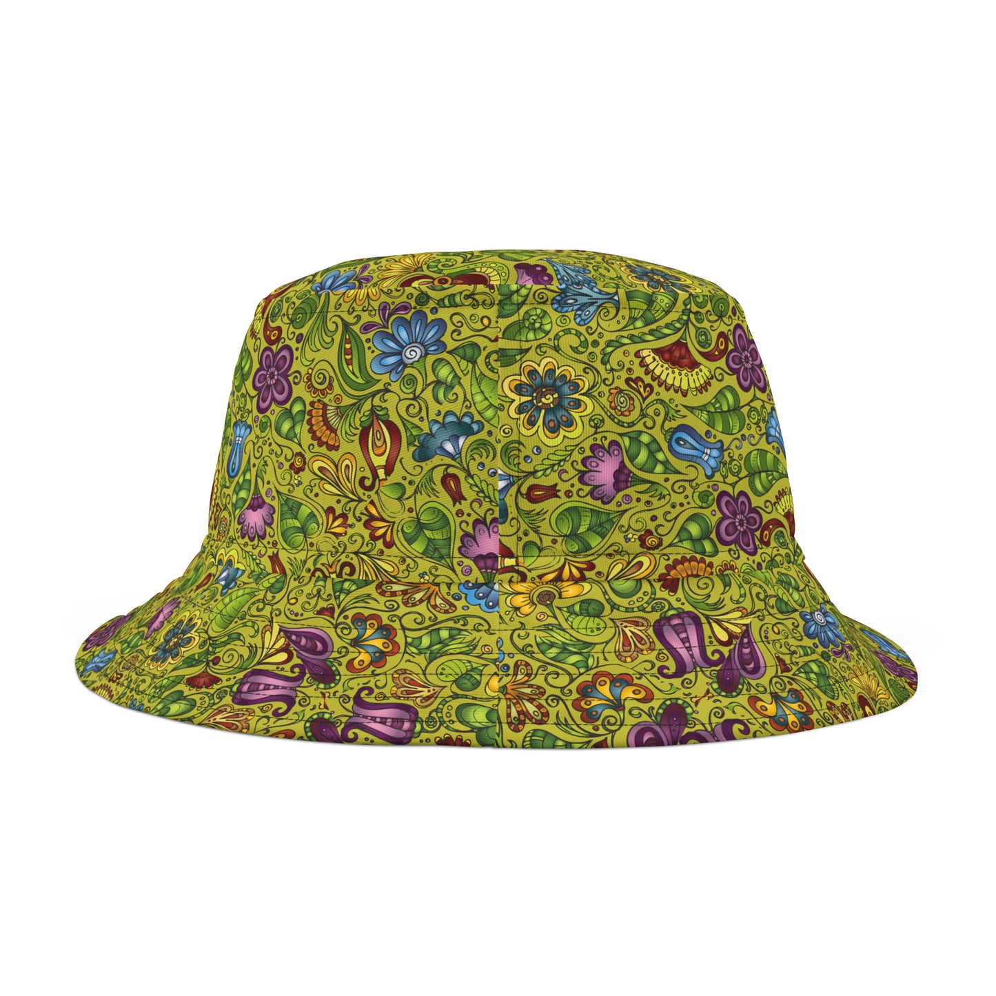 Green Abstract Retro Floral Y2K Bucket Hat