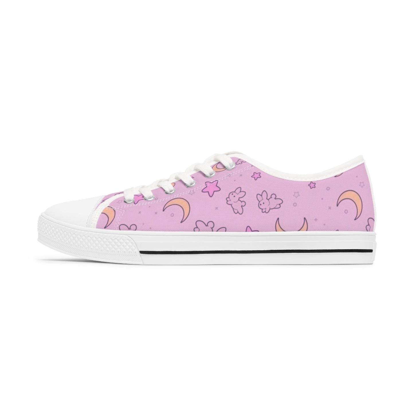 Women's Pastel Pink Kawaii Pattern Low Top Sneakers