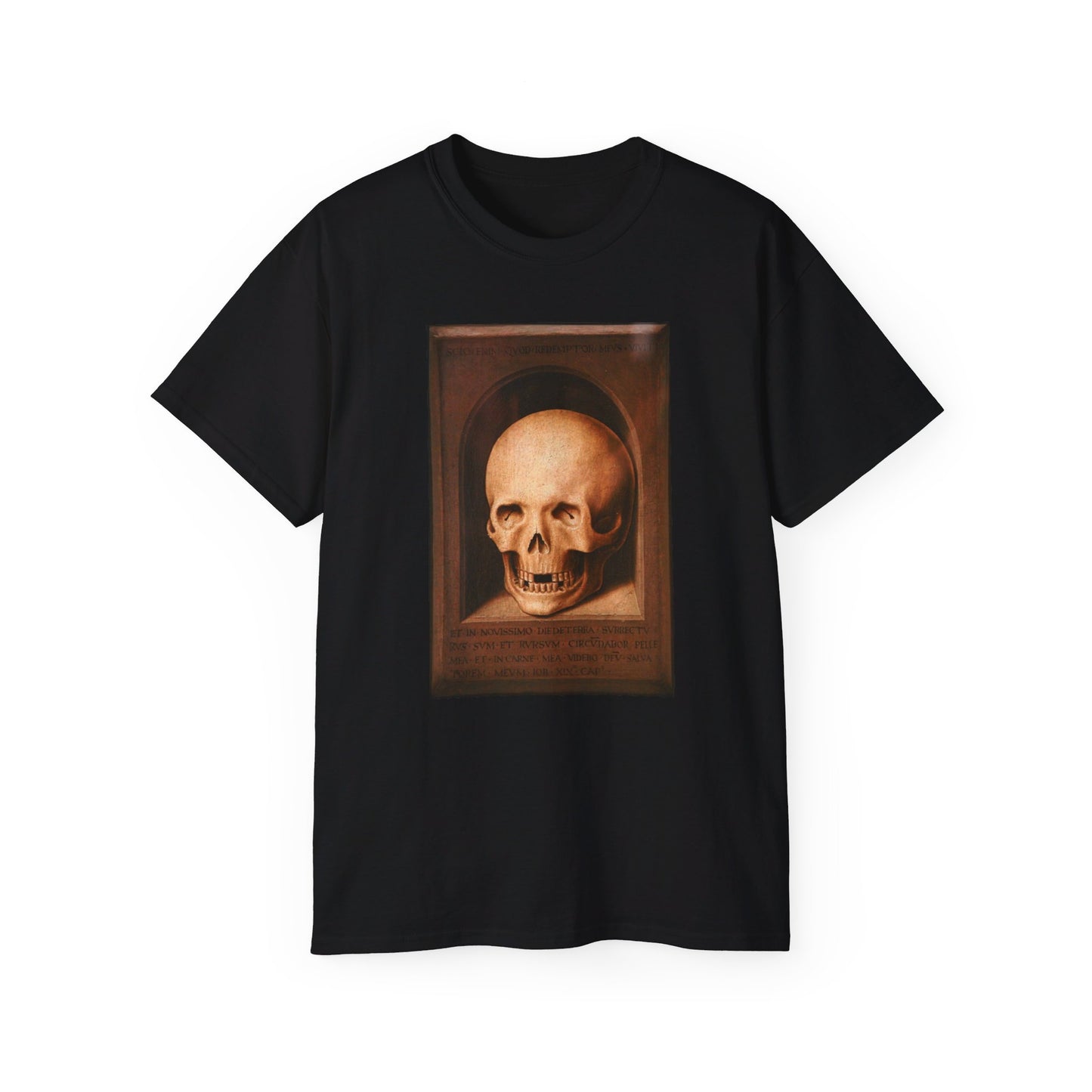 Unisex Ultra Cotton Black T-Shirt | Polyptyque de la Vanité Terrestre et de la Rédemption Hans Memling 1485