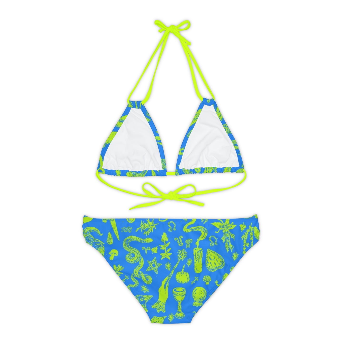 Trippy Neon Witchy Vibes Retro Strappy Bikini Set