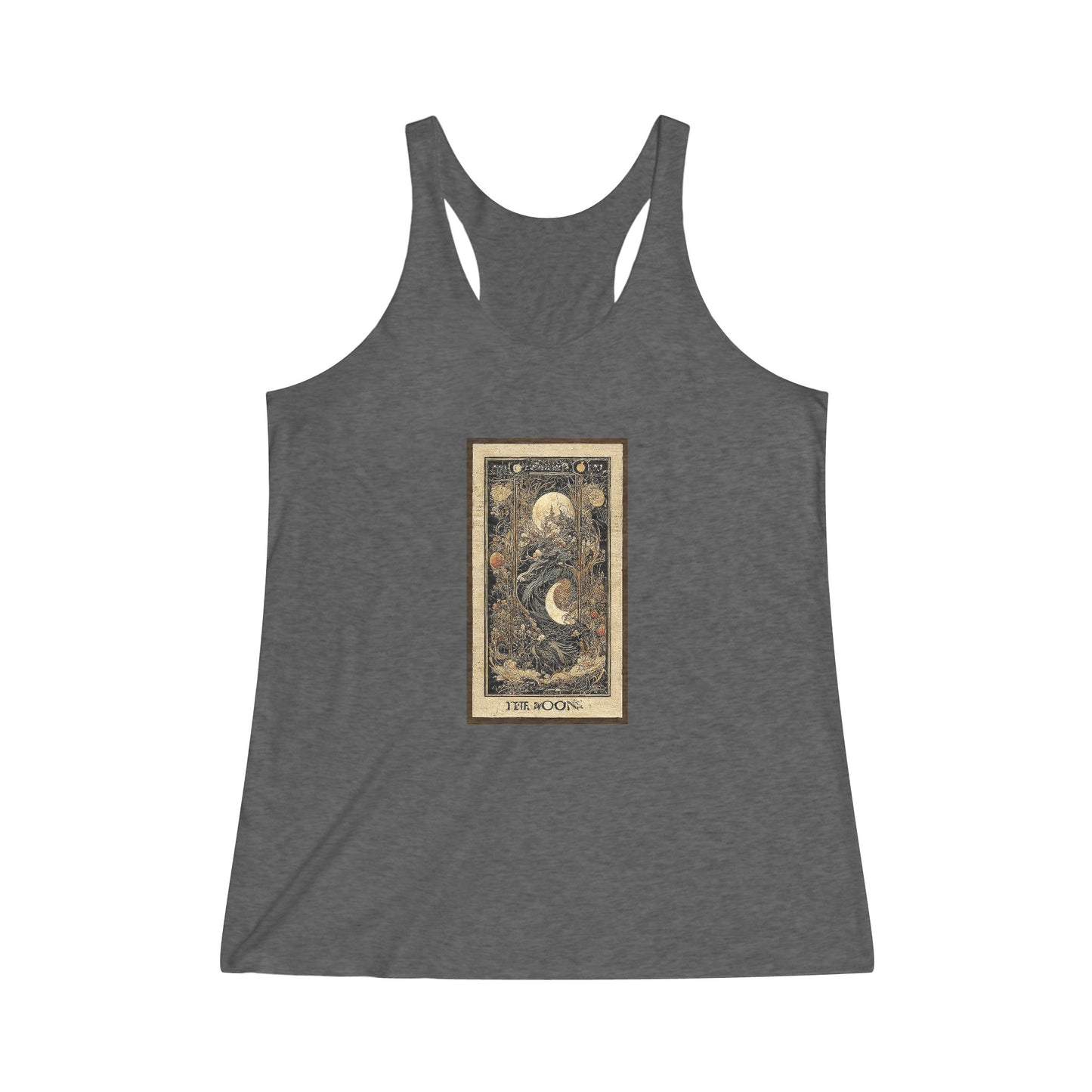 Vintage Moon Tarot Art Women's Tri-Blend Racerback Heather Gray Tank Top