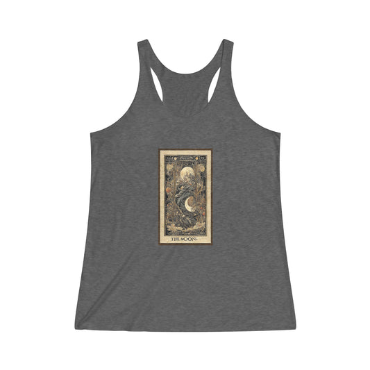 Vintage Moon Tarot Art Women's Tri-Blend Racerback Heather Gray Tank Top