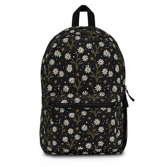 Vintage Daisies Black Floral Backpack