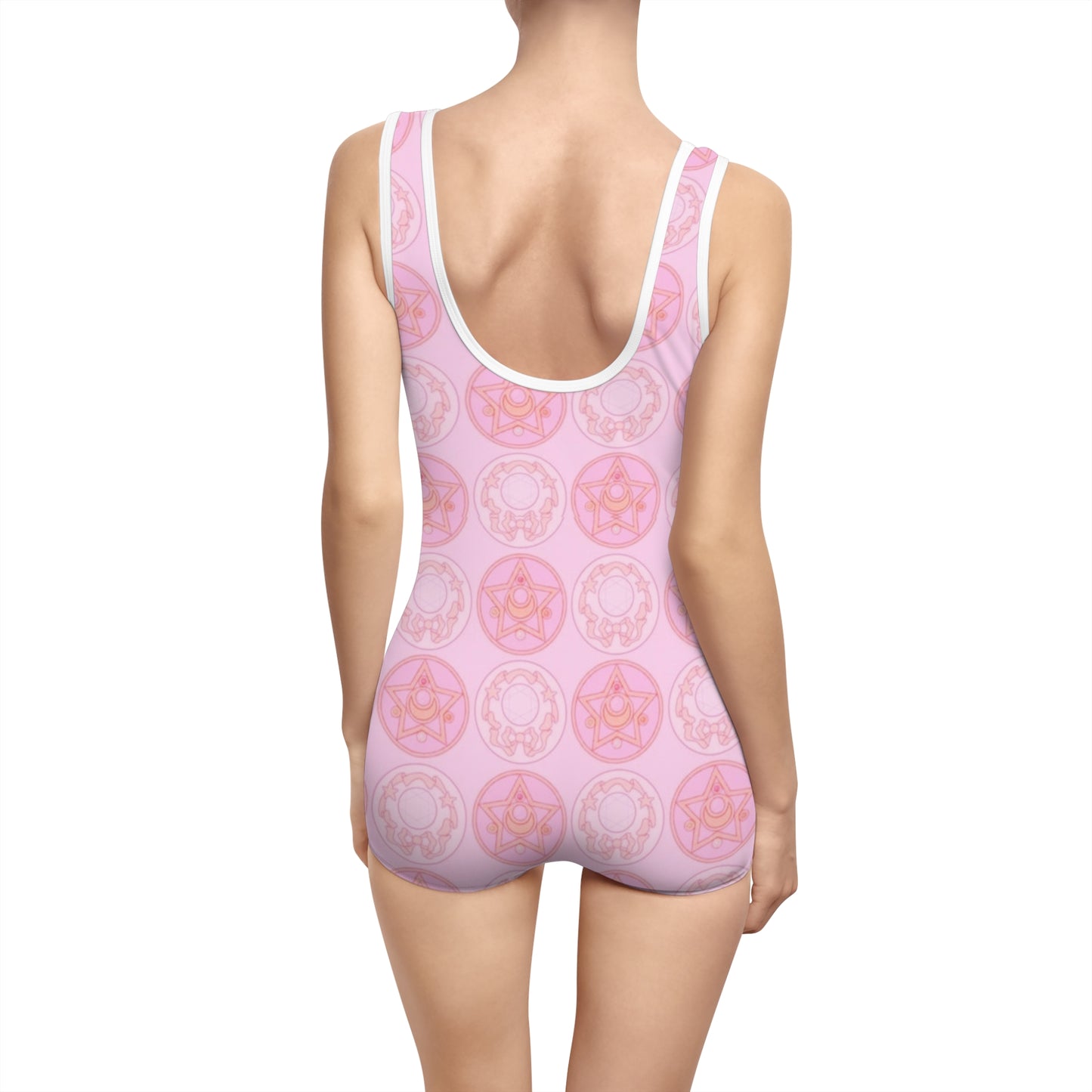 Retro Vintage Style One Piece Swimsuit | Pastel Pink Kawaii Pattern