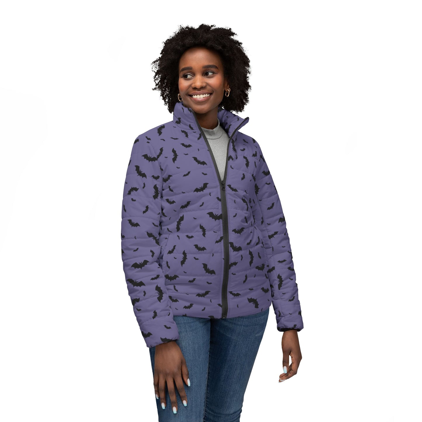 À la mode Purple Bats Women’s Puffer Jacket