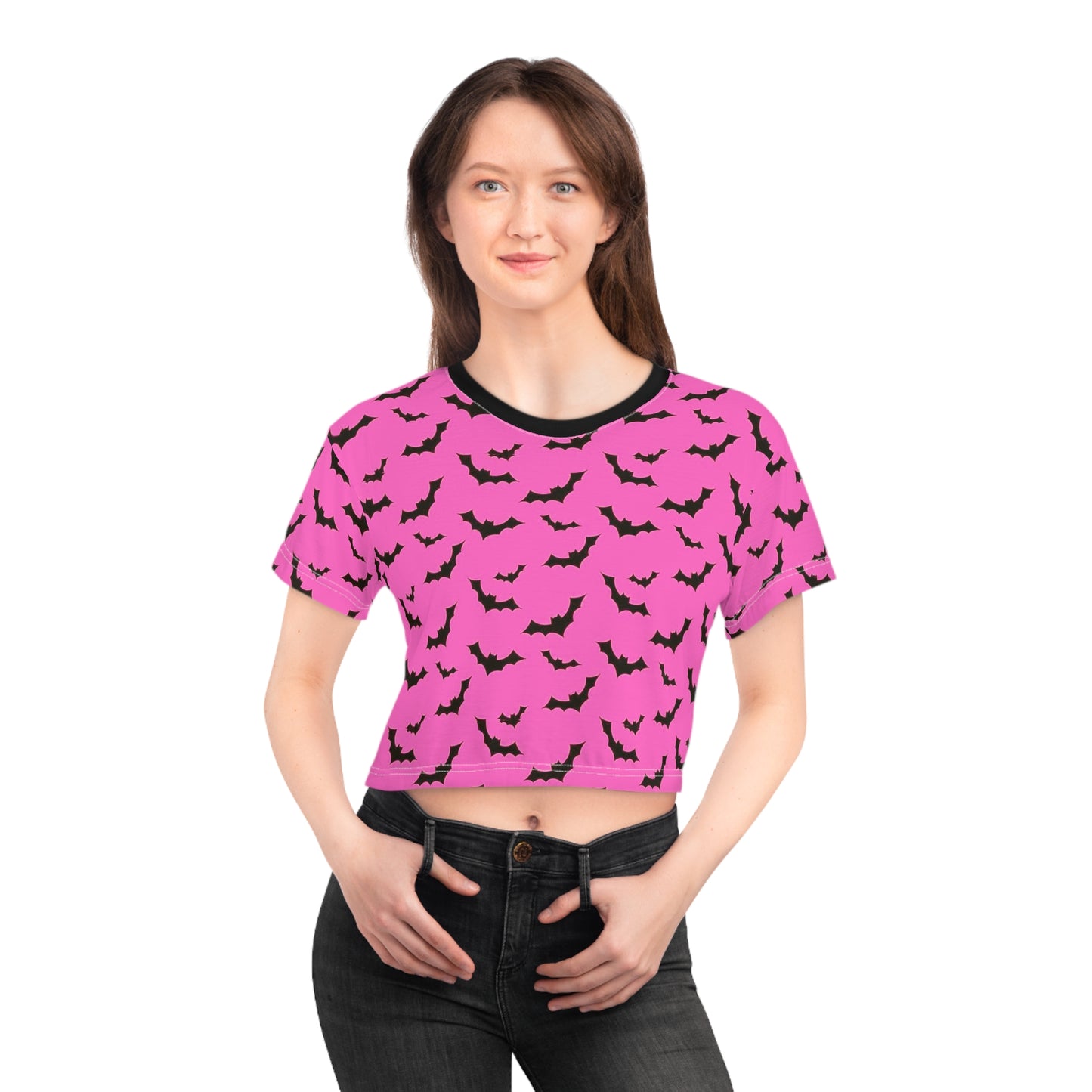 Bats Women's Hot Pink Crop Tee