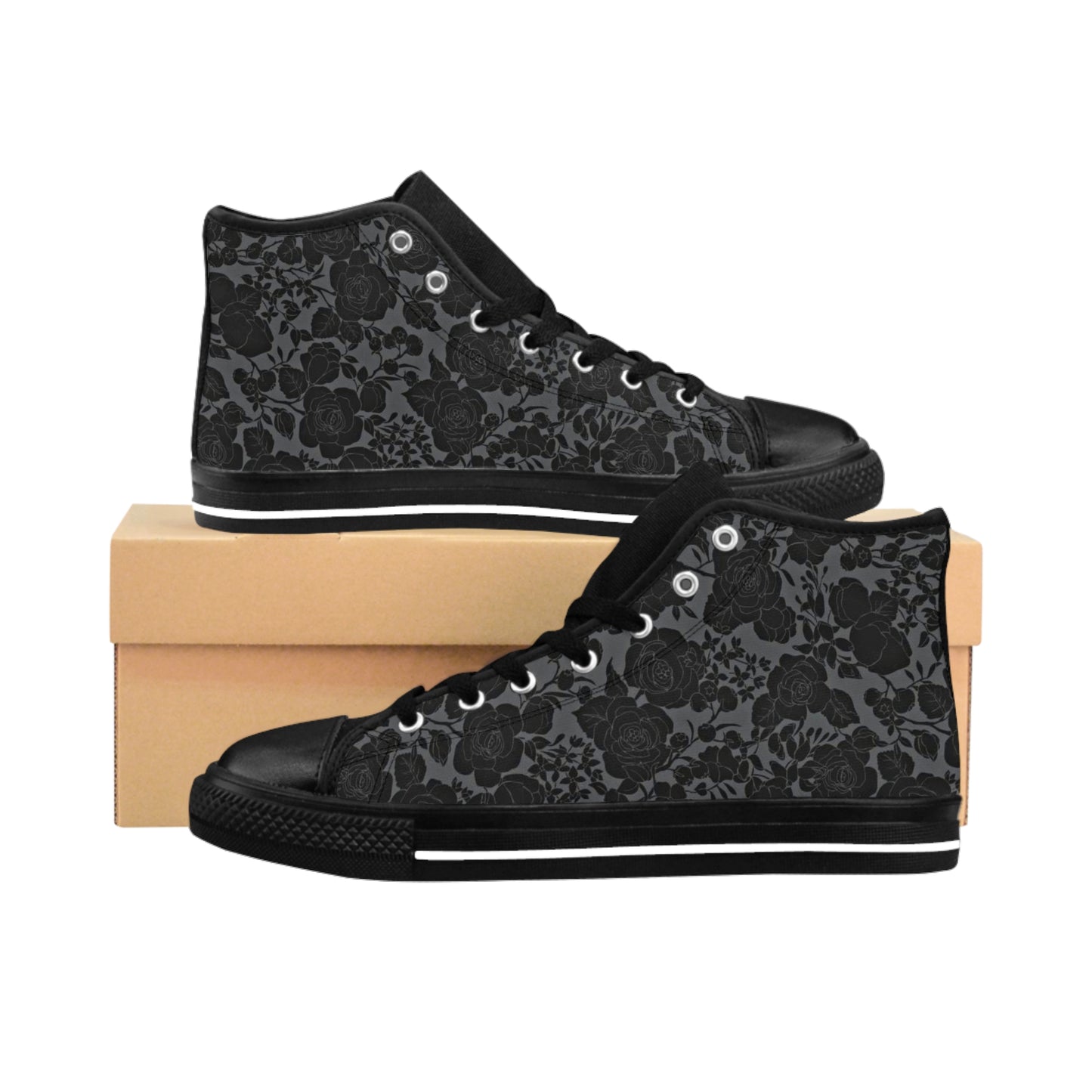 Women's Moody Dark Gray Floral Sneakers High Top