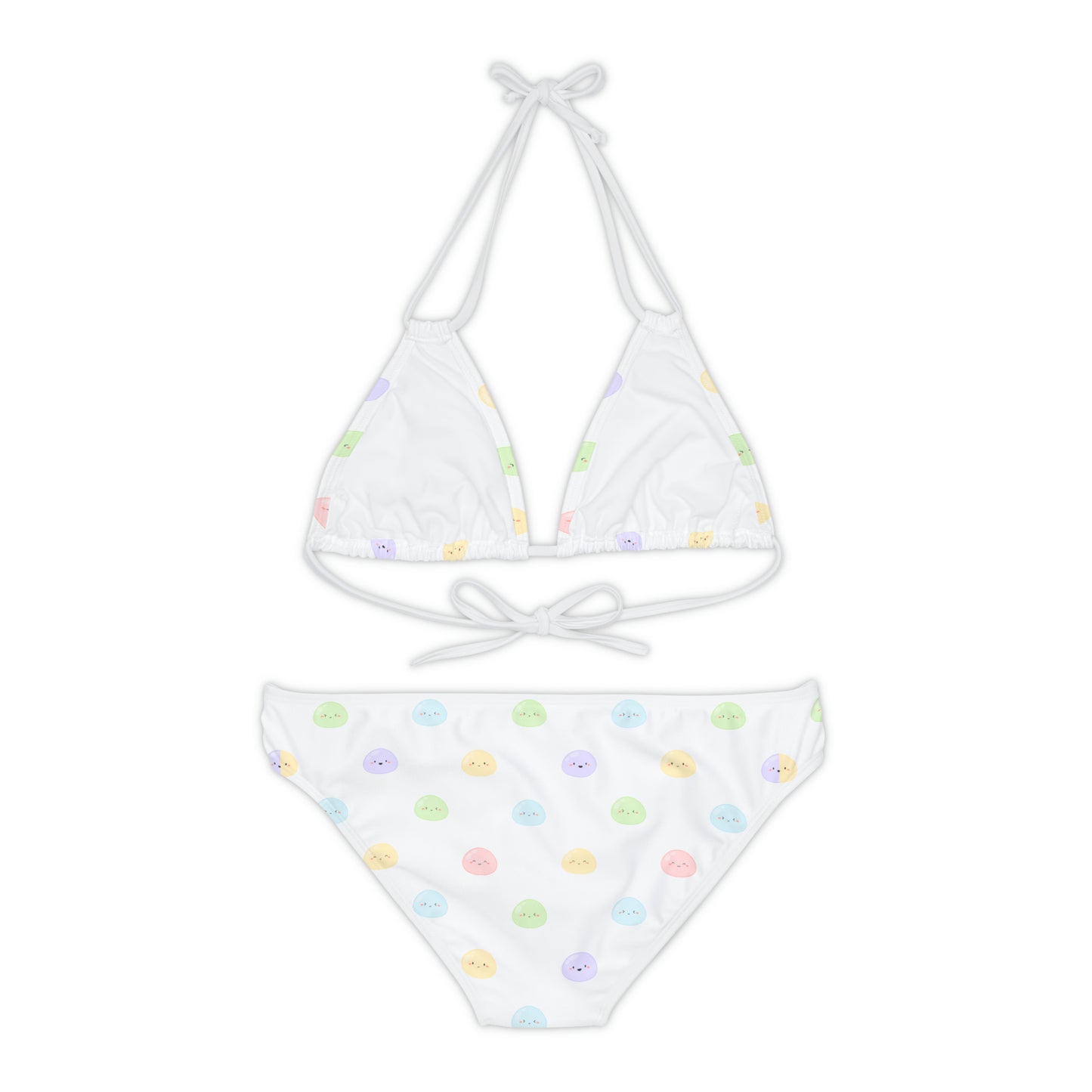 Kawaii Jelly Beans White Strappy Bikini Set