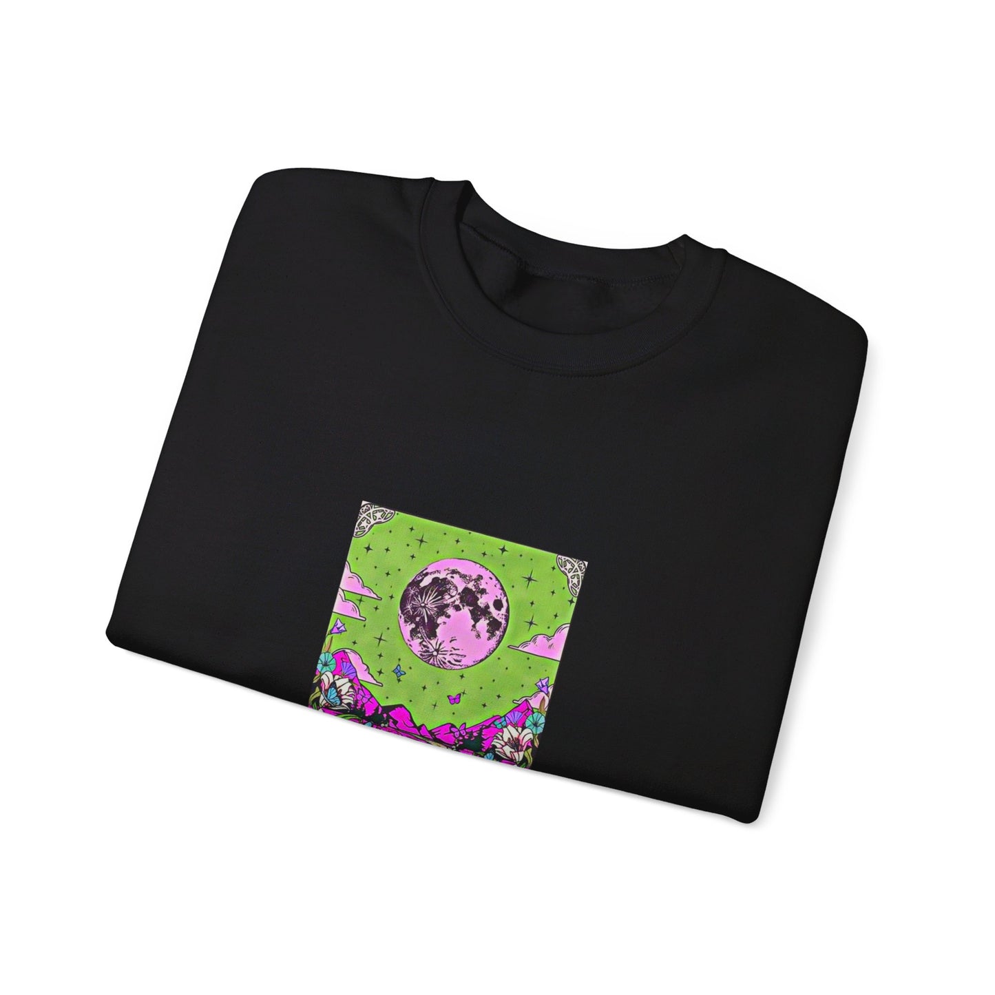 Neon Mon Tarot Art Unisex Heavy Blend™ Crewneck Sweatshirt Black