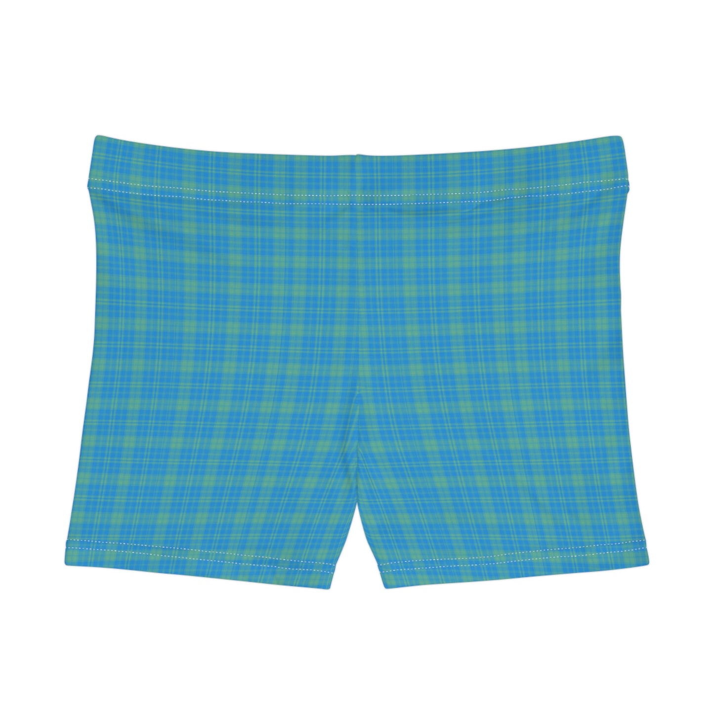 Women's Bright Blue Plaid Active Shorts