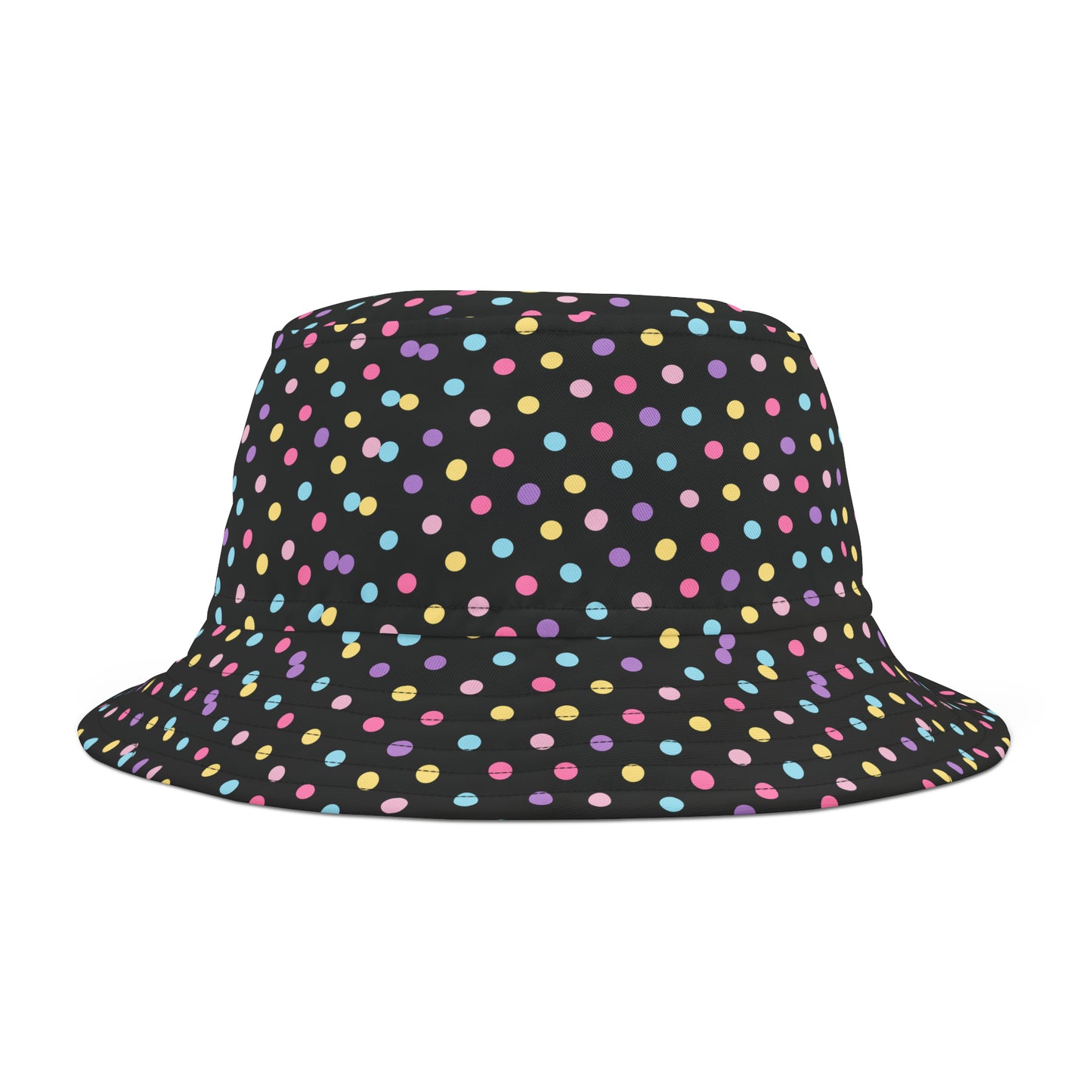 Girly Polka Dot Black Y2K Bucket Hat