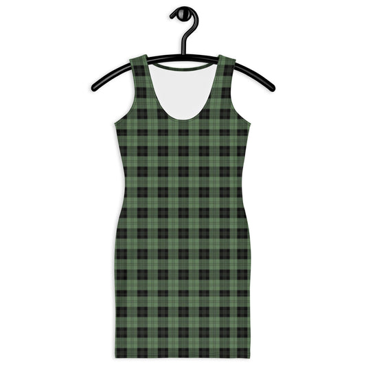 Green Black Plaid Bodycon Dress