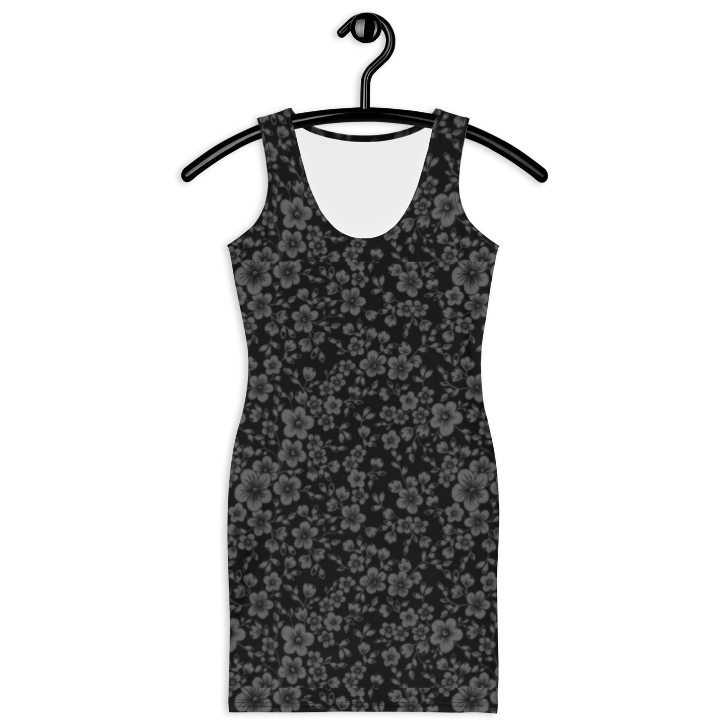 Cute Floral Gray Black Bodycon Dress