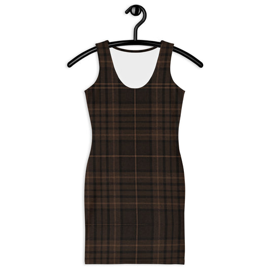 Dark Academia Bodycon Dress in Dark Brown