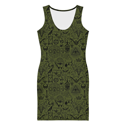 Esoteric Vibes Army Green Bodycon Dress