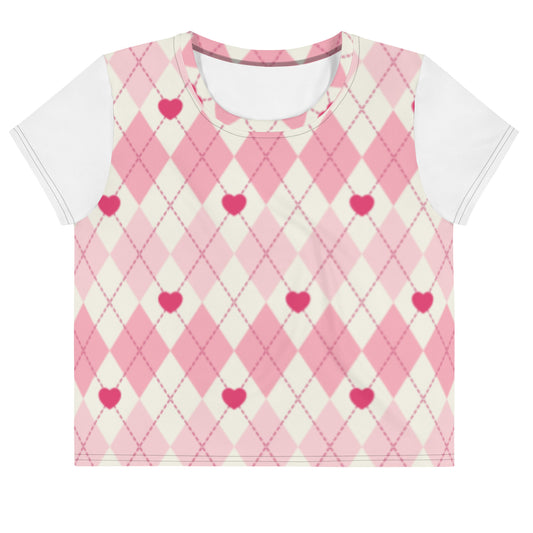 Women's Pastel Retro Plaid Crop Tee