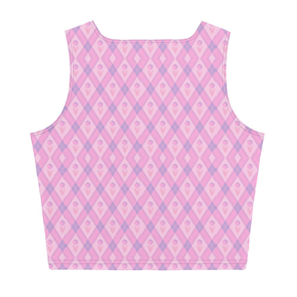 Kawaii Floral Pattern Pastel Pink Crop Top