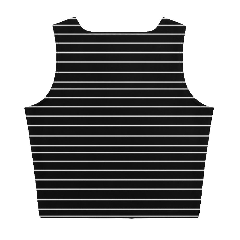 Women's White Stripes Black Crop Top