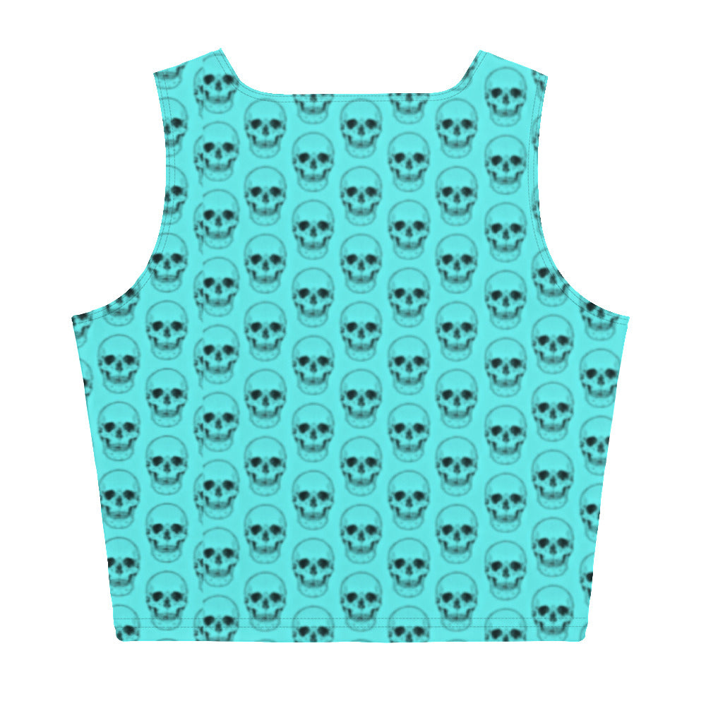 Skulls Neon Blue Crop Top