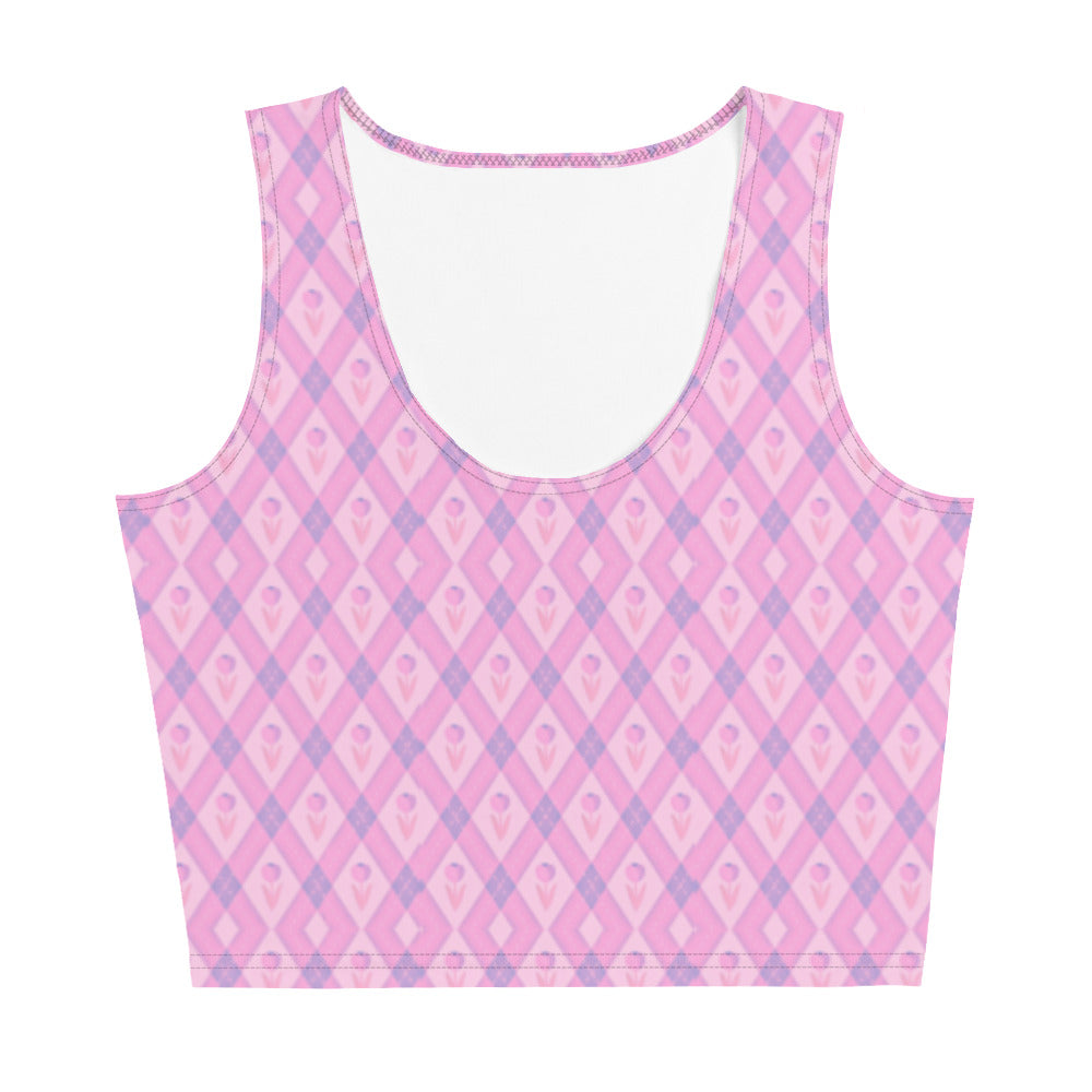 Kawaii Floral Pattern Pastel Pink Crop Top