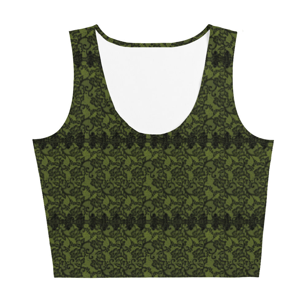 Dark Green Black Floral Women's Tank Top