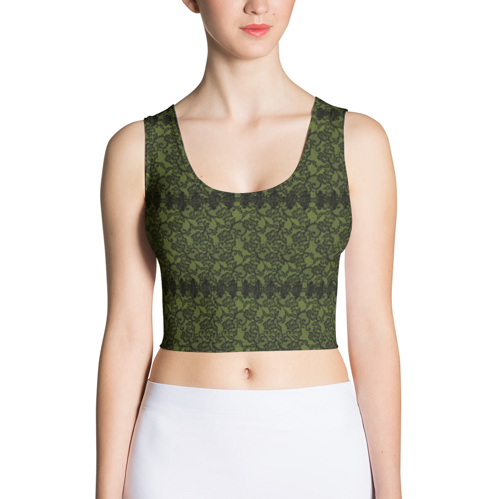 Dark Green Black Floral Women's Tank Top