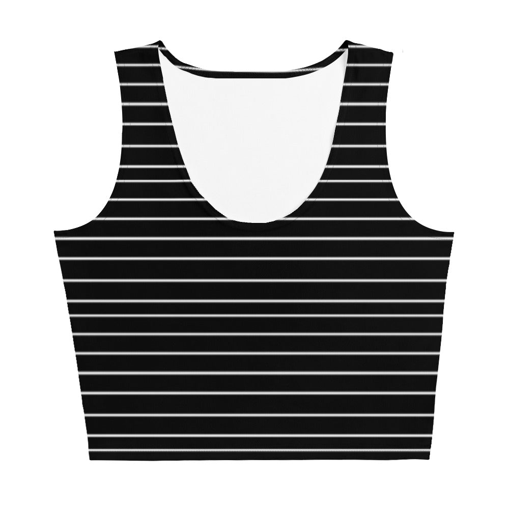 Women's White Stripes Black Crop Top